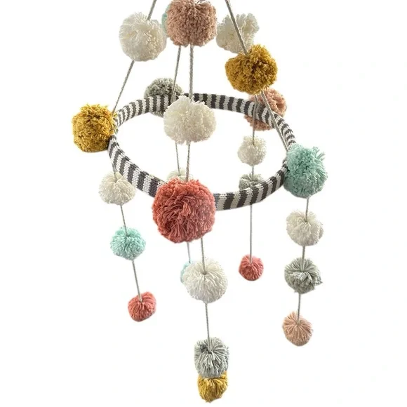 BlaBla Bla Bla Peru Pom Pom Mobile Baby Crib Nursery Handcrafted Handmade Boho - Picture 7 of 13